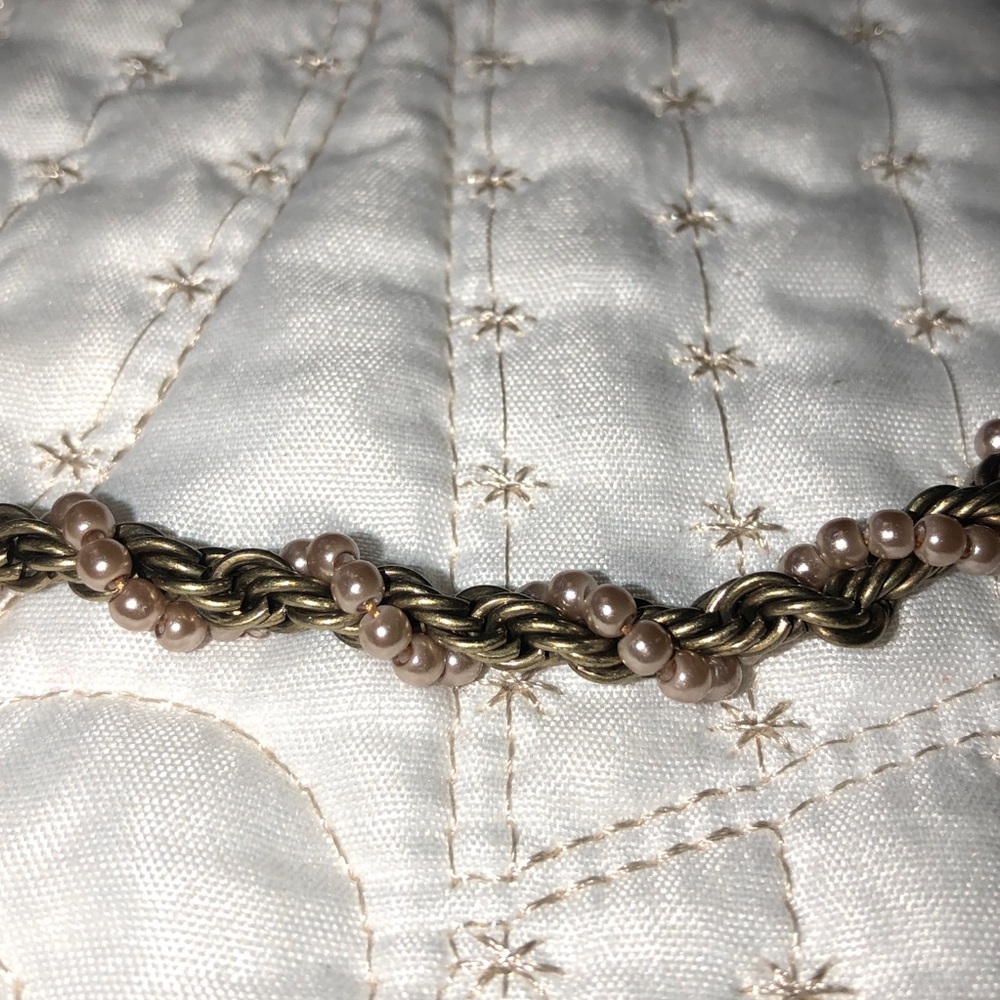 LOFT • Gold & Pink Pearl Braided Necklace